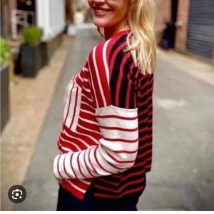 CAbi Bold Striped Sweater in Red and White